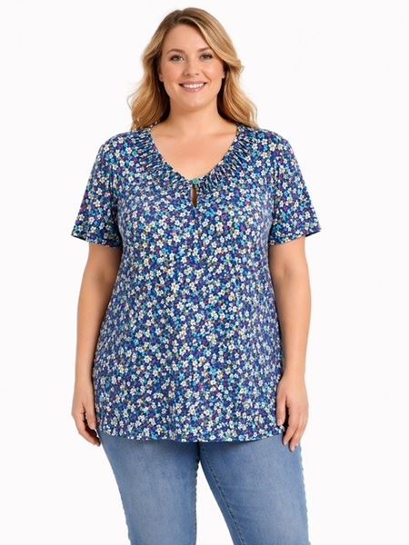 Picture of PLUS SIZE STRETCH TOP WITH DAISY PRINT